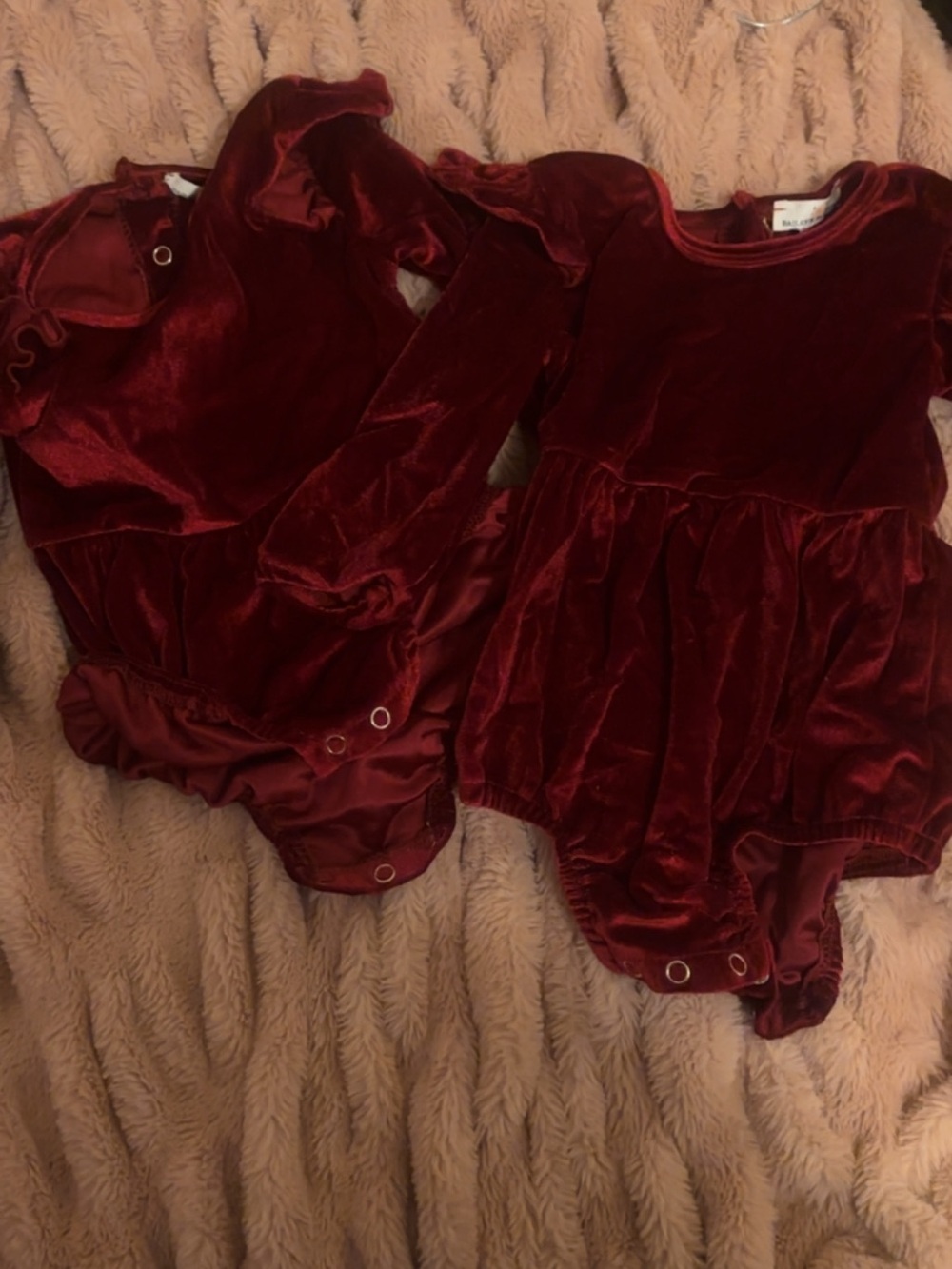 Velvet Burgundy Baby Rompers (2 Pack)